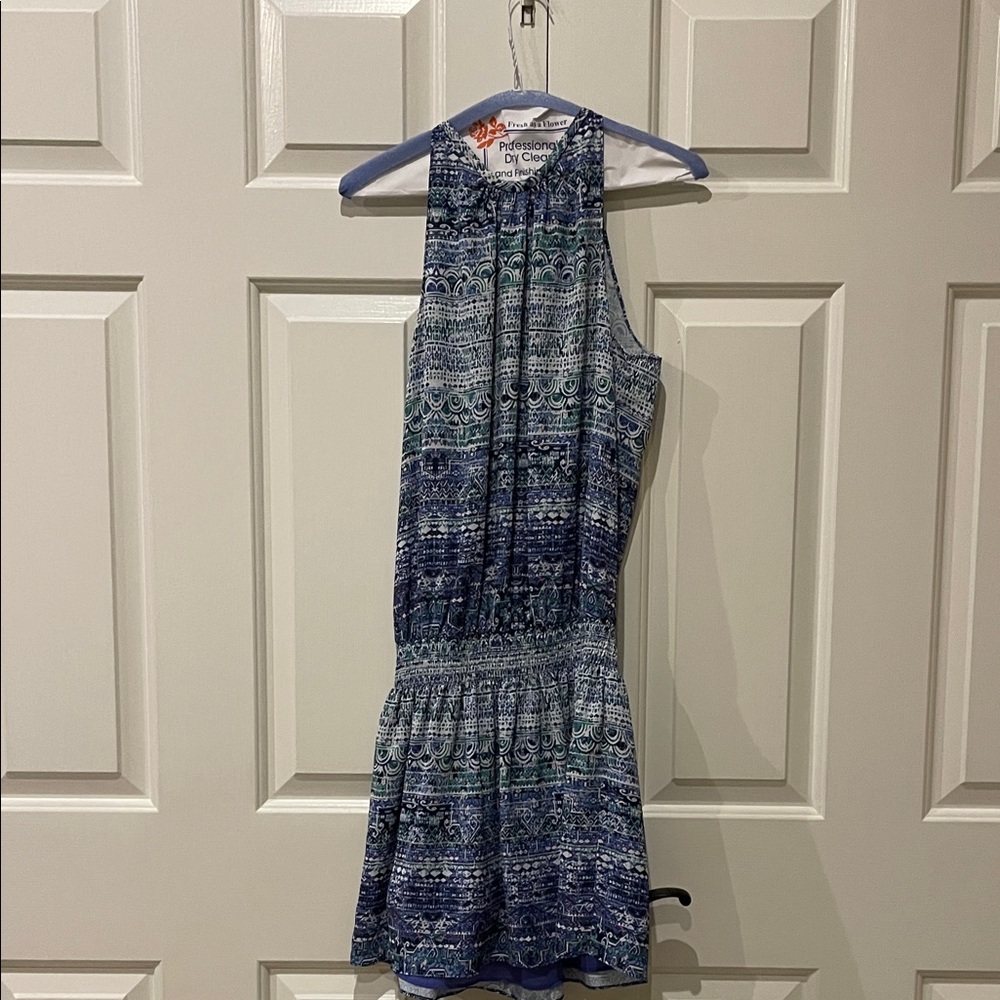 Ramy Brooke Blue Patterned Sleeveless Dress